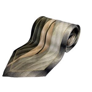Enrico Guccini Men's 100%‎ All Silk Elegant Striped Green Beige Tie 60" L , 4" W